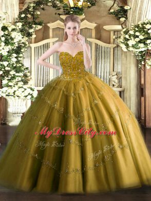 Elegant Brown Quinceanera Dresses Military Ball and Sweet 16 and Quinceanera with Appliques Sweetheart Sleeveless Lace Up