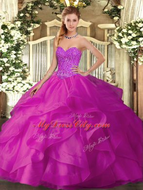 Free and Easy Tulle Sleeveless Floor Length Sweet 16 Dresses and Beading and Ruffles