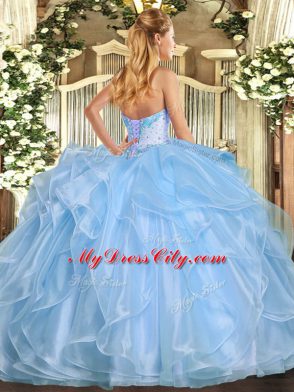 New Arrival Floor Length Lace Up Quince Ball Gowns Apple Green for Military Ball and Sweet 16 and Quinceanera with Beading and Ruffles