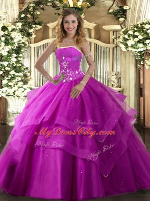 Top Selling Sleeveless Lace Up Floor Length Beading and Ruffled Layers Quinceanera Dresses
