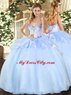 Sweetheart Sleeveless Organza 15 Quinceanera Dress Beading Lace Up