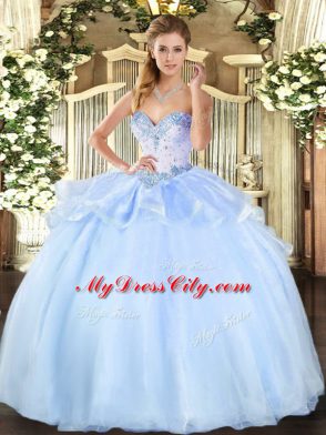Sweetheart Sleeveless Organza 15 Quinceanera Dress Beading Lace Up