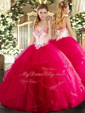 Enchanting Sleeveless Lace Up Floor Length Beading and Ruffles Quinceanera Gowns
