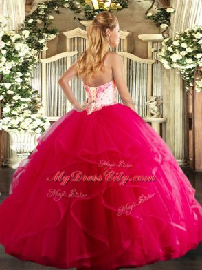 Enchanting Sleeveless Lace Up Floor Length Beading and Ruffles Quinceanera Gowns