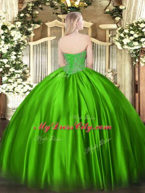New Arrival Olive Green Lace Up Sweetheart Beading 15 Quinceanera Dress Satin Sleeveless
