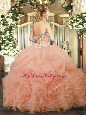 Fine Sweetheart Sleeveless Lace Up Sweet 16 Dress Aqua Blue Organza