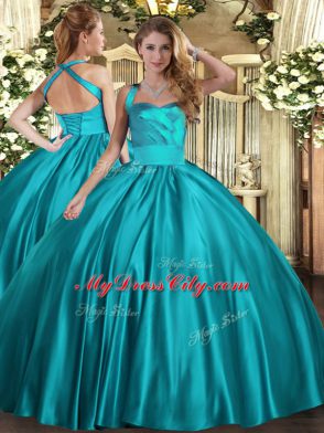 Satin Sleeveless Floor Length 15th Birthday Dress and Ruching