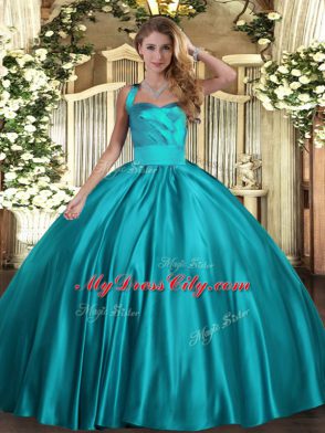 Satin Sleeveless Floor Length 15th Birthday Dress and Ruching