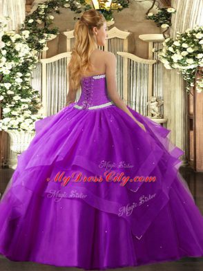 Baby Blue Ball Gowns Appliques and Ruffled Layers Sweet 16 Dresses Lace Up Tulle Sleeveless Floor Length