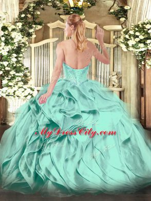 Fancy Floor Length Ball Gowns Sleeveless Olive Green Quinceanera Gown Lace Up