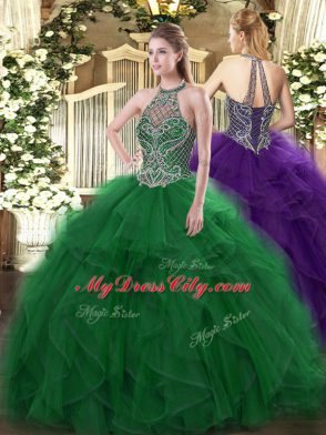 Sleeveless Beading and Ruffles Lace Up Quinceanera Dresses