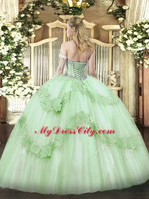 Sleeveless Lace Up Floor Length Beading and Appliques Sweet 16 Quinceanera Dress