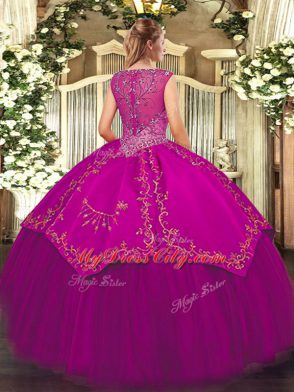 Fashion Taffeta and Tulle Sleeveless Floor Length Sweet 16 Dress and Beading and Embroidery