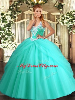 Admirable Floor Length Ball Gowns Sleeveless Apple Green Quinceanera Gowns Lace Up