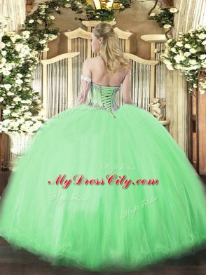 Glamorous Yellow Green Sleeveless Floor Length Beading Lace Up Vestidos de Quinceanera