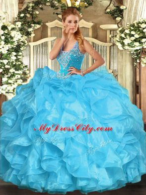 Sleeveless Beading and Ruffles Lace Up Quinceanera Dress