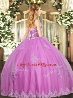 Sleeveless Lace Up Floor Length Beading and Appliques Quinceanera Dress