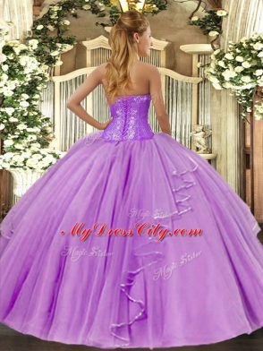 Sleeveless Side Zipper Floor Length Beading and Ruffles Sweet 16 Dresses