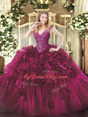 Sleeveless Beading and Ruffles Lace Up Sweet 16 Quinceanera Dress