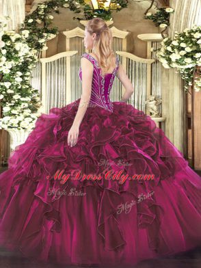 Sleeveless Beading and Ruffles Lace Up Sweet 16 Quinceanera Dress