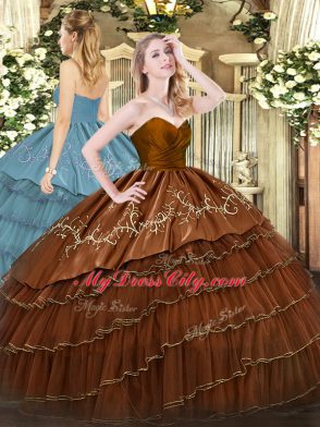 Noble Floor Length Ball Gowns Sleeveless Brown Ball Gown Prom Dress Zipper