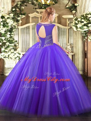 Smart Floor Length Ball Gowns Sleeveless Eggplant Purple Quinceanera Gowns Lace Up