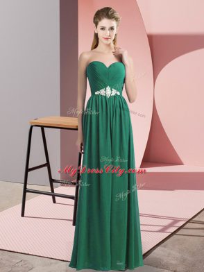 Dark Green Sweetheart Lace Up Beading Sleeveless
