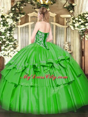 Organza and Taffeta Lace Up Vestidos de Quinceanera Sleeveless Floor Length Beading and Ruffled Layers
