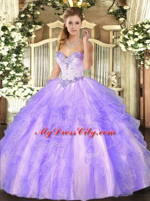 Exquisite Sleeveless Beading and Ruffles Lace Up Sweet 16 Quinceanera Dress