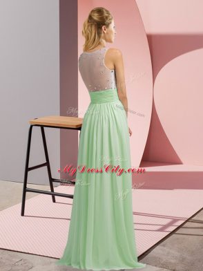 Beading Prom Dress Apple Green Side Zipper Sleeveless Floor Length