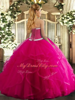 Beauteous Sleeveless Floor Length Appliques and Ruffles Lace Up Sweet 16 Dress with Turquoise