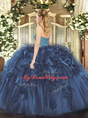 Brown Ball Gown Prom Dress Military Ball and Sweet 16 and Quinceanera with Ruffles Sweetheart Sleeveless Zipper