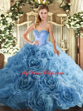 Fabulous Aqua Blue Sleeveless Beading Floor Length Quinceanera Dress