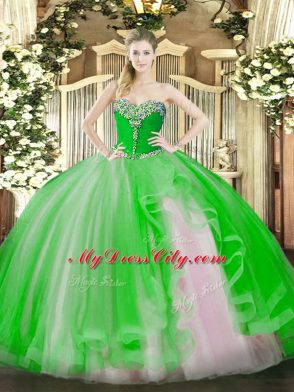 Excellent Sweetheart Lace Up Beading and Ruffles 15 Quinceanera Dress Sleeveless