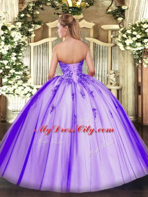 Tulle Sweetheart Sleeveless Lace Up Appliques Sweet 16 Dress in