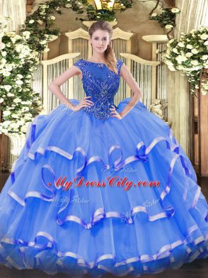 Floor Length Ball Gowns Sleeveless Blue Quince Ball Gowns Zipper