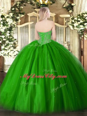 Tulle Sleeveless Floor Length Quinceanera Dress and Beading