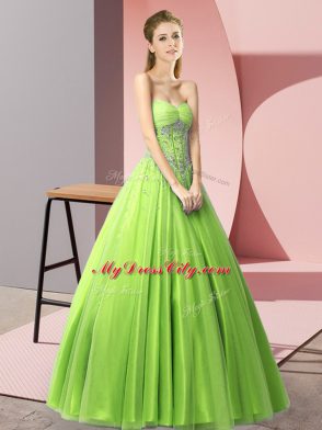 Sweetheart Sleeveless Prom Party Dress Floor Length Beading Tulle
