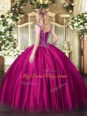 Pretty Purple Sleeveless Satin Lace Up Sweet 16 Dress for Military Ball and Sweet 16 and Quinceanera