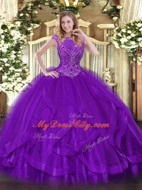 Sleeveless Beading and Ruffles Zipper Quinceanera Gowns