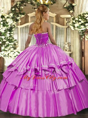 Fantastic Blue Quinceanera Dress Military Ball and Sweet 16 and Quinceanera with Beading and Ruffled Layers Strapless Sleeveless Lace Up