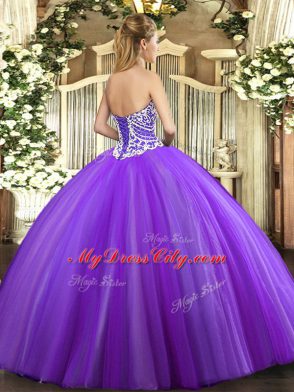 Sleeveless Beading Lace Up Quinceanera Dress