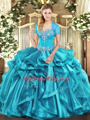 Sleeveless Beading and Ruffles Lace Up Quinceanera Dresses