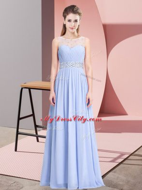 Fine Sleeveless Floor Length Beading Lace Up Homecoming Dress with Lavender