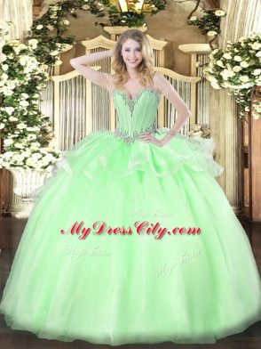 Organza Sleeveless Floor Length Quinceanera Dress and Beading