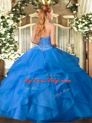 Sweet Sleeveless Beading and Ruffles Lace Up Ball Gown Prom Dress