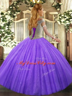 Fine Sleeveless Lace Up Floor Length Beading Sweet 16 Dresses