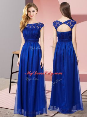 Flirting Royal Blue Zipper Scoop Lace Evening Dress Tulle Sleeveless