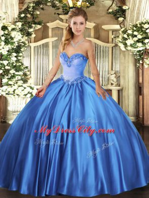 Sweetheart Sleeveless Satin 15 Quinceanera Dress Beading Lace Up