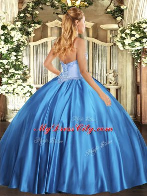 Sweetheart Sleeveless Satin 15 Quinceanera Dress Beading Lace Up